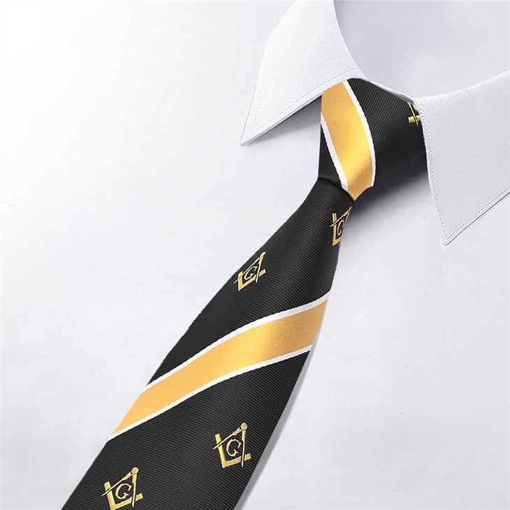 Custom Men's Polyester Masonic Necktie Set Striped Business Occasions Necktie With Quick Turnaround